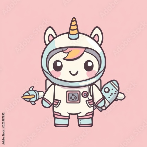 Wallpaper Mural Cute unicorn astronaut in space suit with rocket. Possible use Children's book illustration Torontodigital.ca