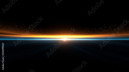 Abstract Glowing Bokeh Background with Golden and Blue Light Effects