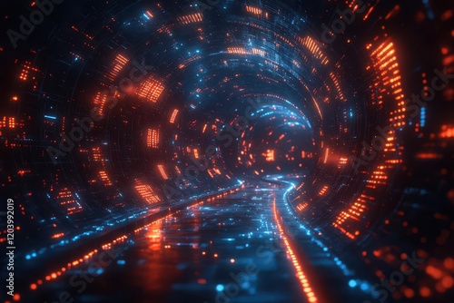 abstract cyber space background filled with intricate digital patterns and glowing lights creating a sense of depth and innovation in a technologydriven world photo