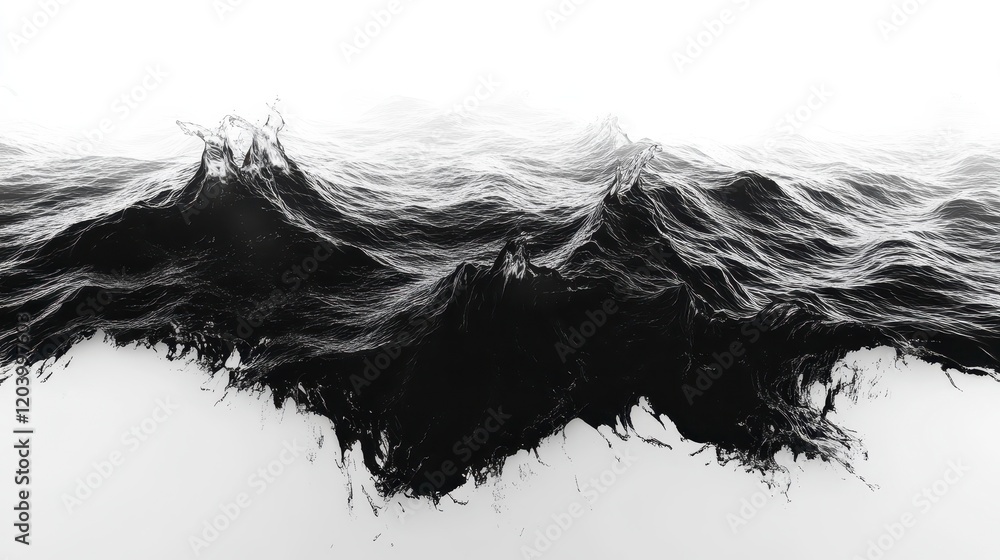Dramatic Monochrome Ocean Waves Abstract Art Background High Resolution Digital Image