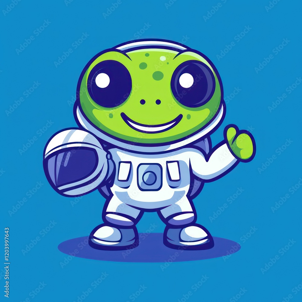 Obraz premium Cute turtle astronaut in space suit