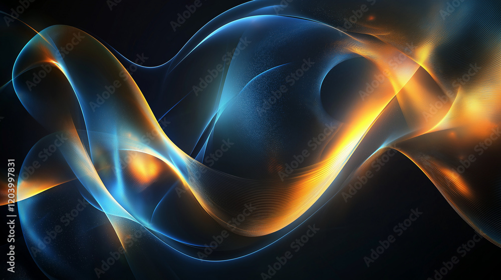 Fototapeta premium Abstract Glowing Bokeh Background with Golden and Blue Light Effects