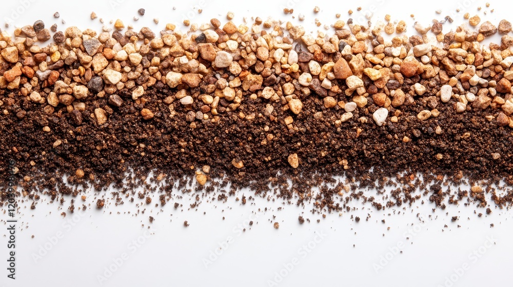 Soil and Gravel Texture Background Top View of Brown Dirt and Small Stones Soil and Gravel Texture Background Top View of Brown Dirt and Small Stones