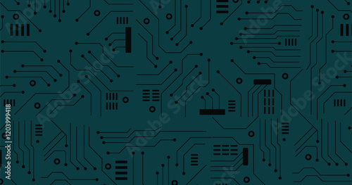 Circuit technology background with hi-tech digital data connection system and computer electronic design. Technical vector endless texture with circuit board. 
