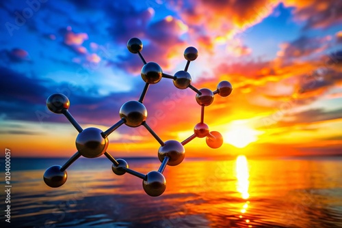 Silhouette of Formaldehyde Molecular Structure: Lewis Dot Diagram & Chemical Formula photo