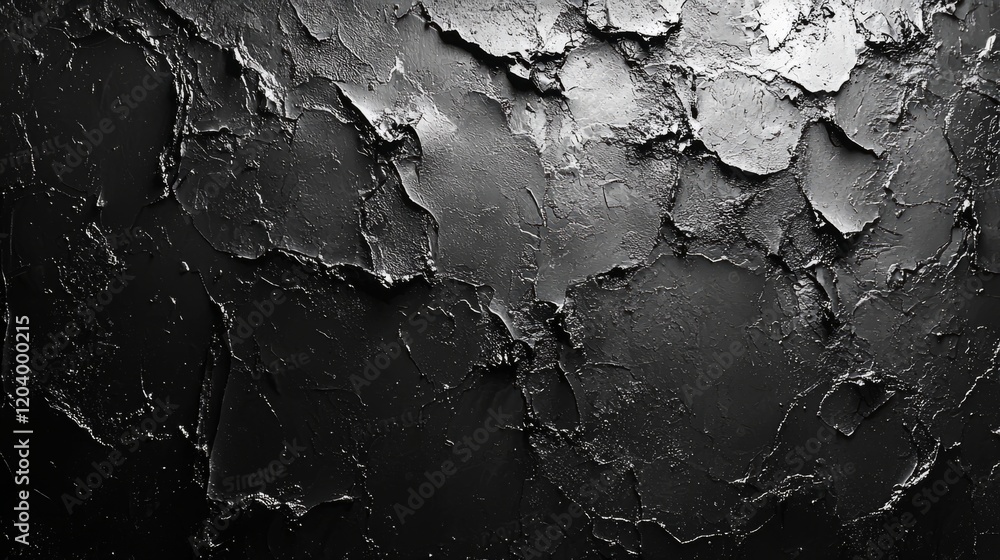 Obraz premium Dark grainy canvas with black and white abstract pattern element, cover page, copy space