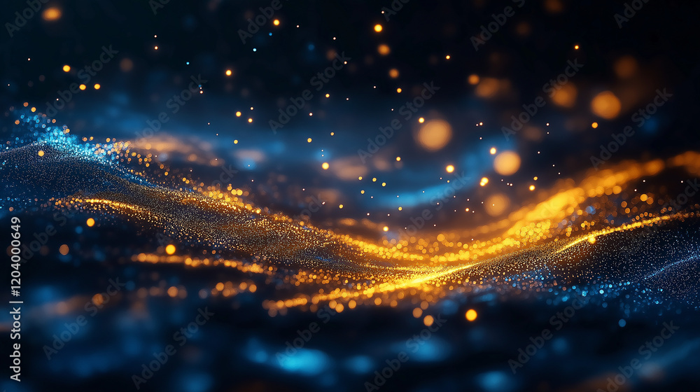 Fototapeta premium Abstract Glowing Bokeh Background with Golden and Blue Light Effects