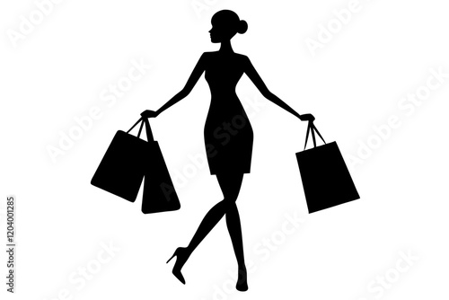 silhouette of woman with bags