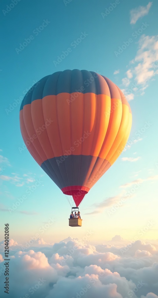 Fototapeta premium hot air balloon over sunset