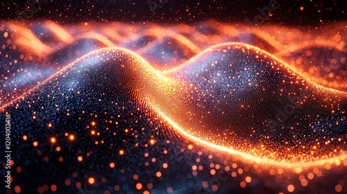 Futuristic visualization of verified data, flowing lines forming a seal, secure network