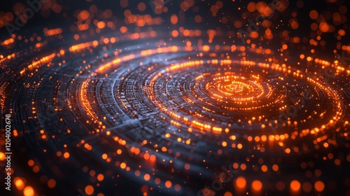 Glowing verification, abstract seal of lines, secure network, verified data