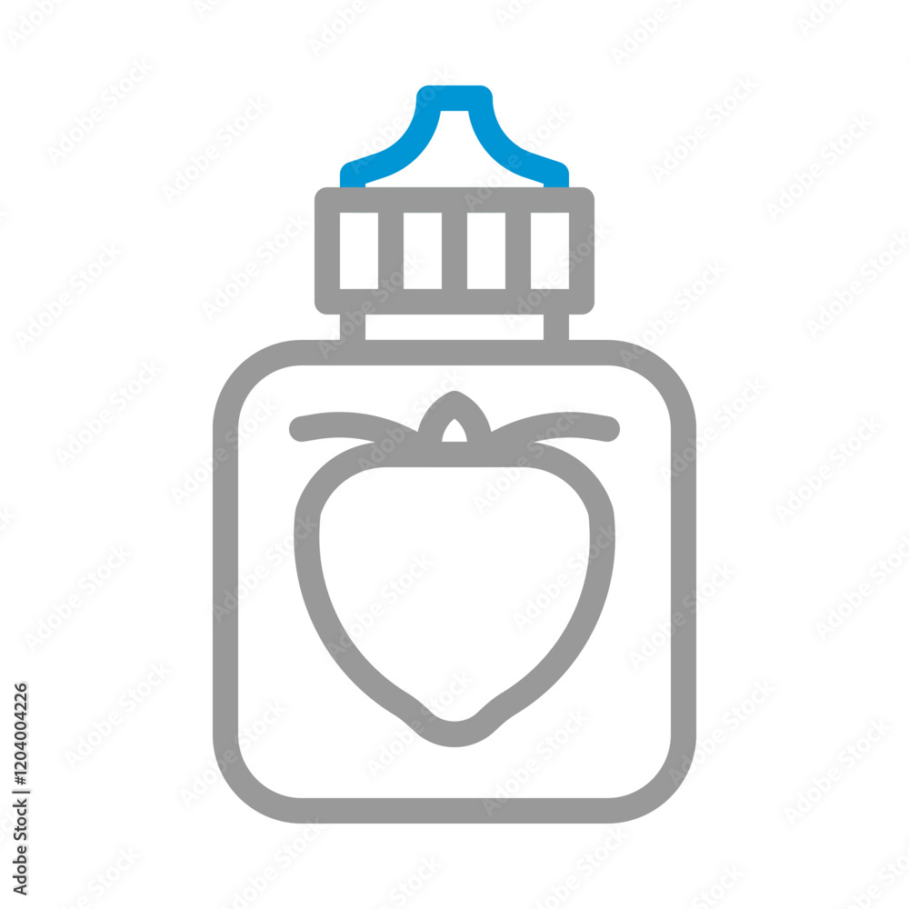 Obraz premium Strawberry flavored vape liquid bottle icon. Concept of vaping and electronic cigarettes.