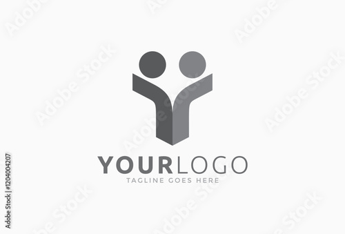 People Community Logo. Abstract Human Logotype Design for person, connection, friendship, group, partnership, social, team, teamwork, together, network, union, society, care, friend, solidarity, unity