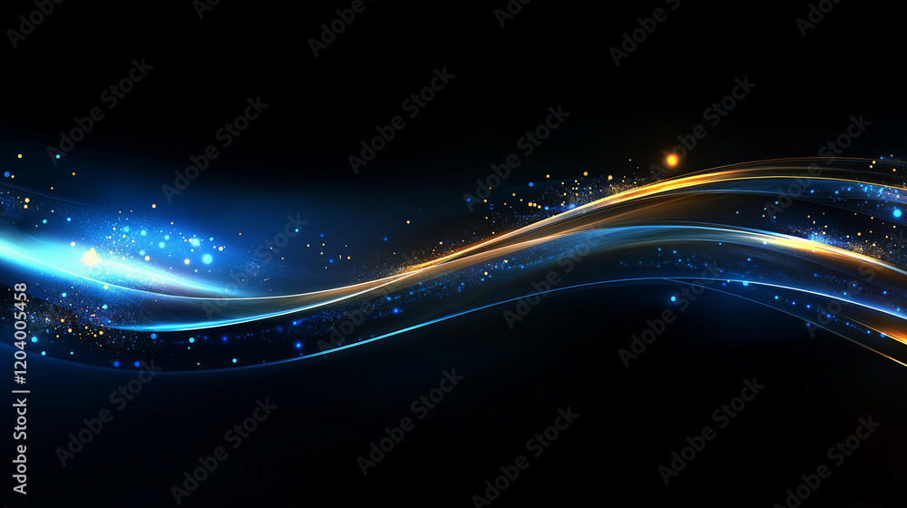 Fototapeta premium Abstract Glowing Bokeh Background with Golden and Blue Light Effects