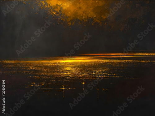 Dark abstract background with shimmering gold resembling ocean at sunset