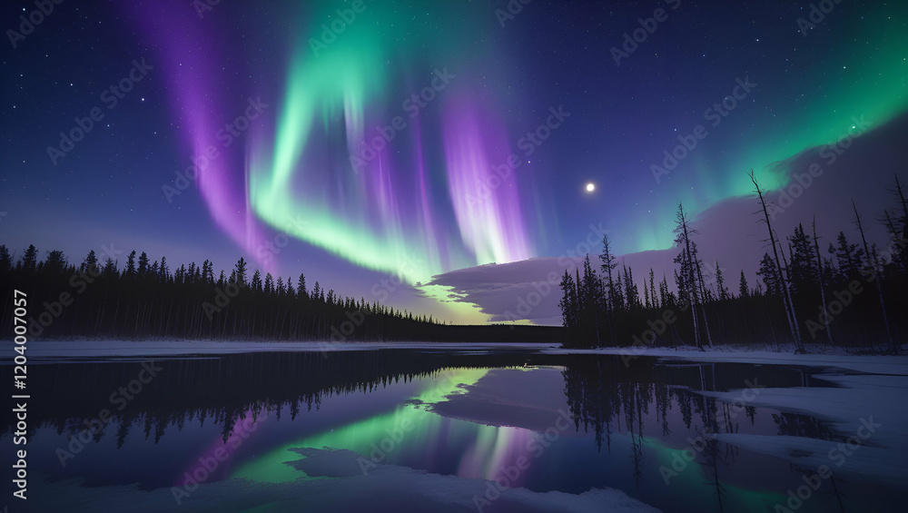 Title: A Serene and Vibrant Depiction of the Aurora
Title: A Serene and Vibrant Depiction of the Aurora