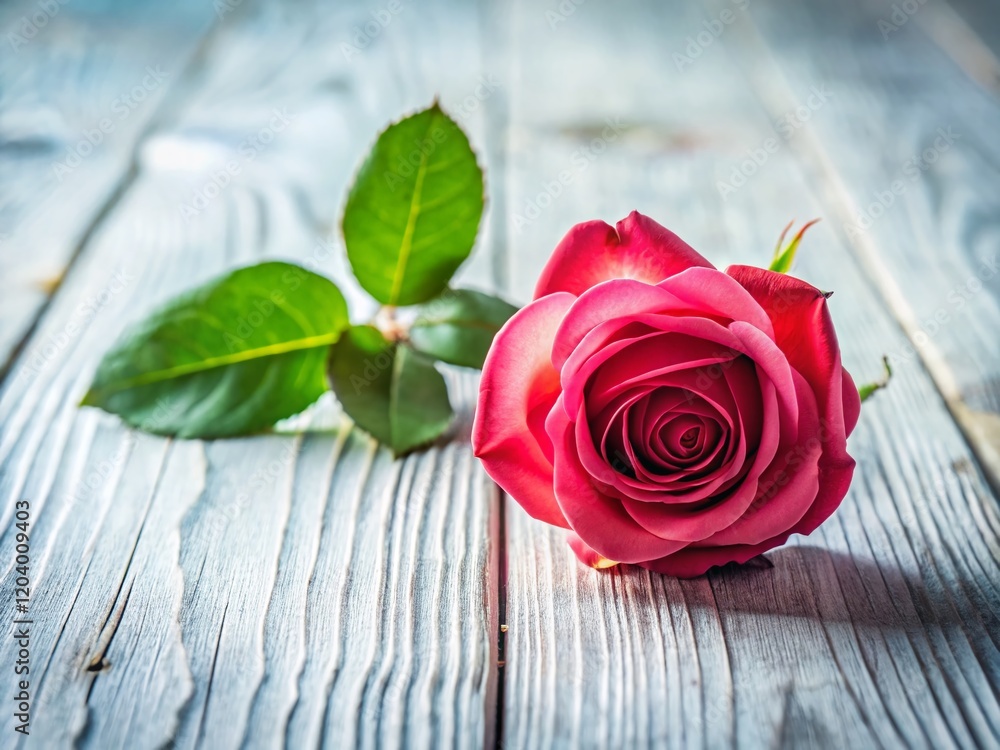 Single Rose on White Wood Background - Elegant Floral Still Life Photography Single Rose on White Wood Background - Elegant Floral Still Life Photography