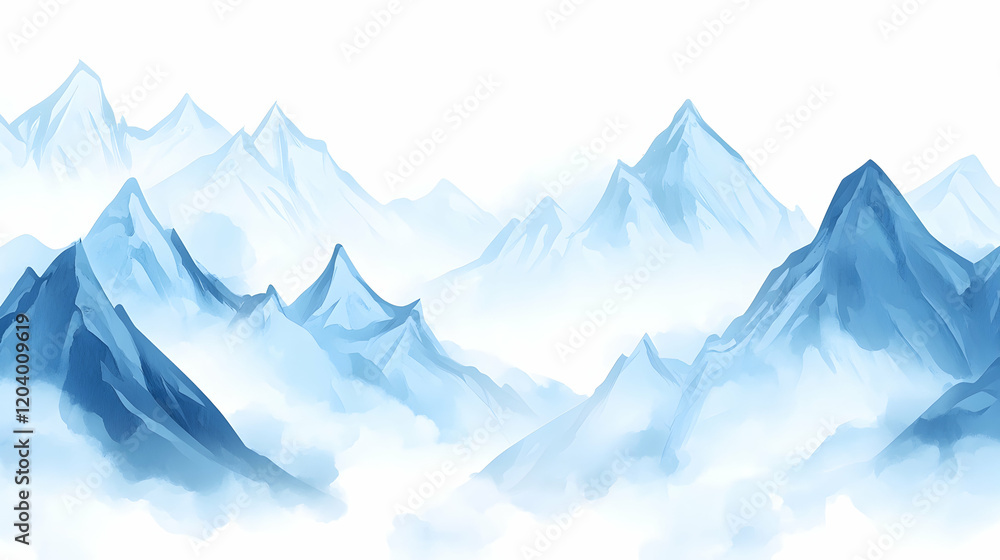 Misty Blue Mountains Landscape, Serenity, Nature Background, Ideal for Travel Brochure Misty Blue Mountains Landscape, Serenity, Nature Background, Ideal for Travel Brochure