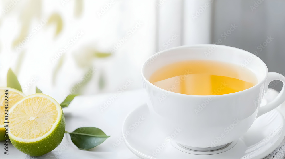 Refreshing lemon tea by window, bright sunlight, calm morning, healthy lifestyle, perfect for websites and blogs Refreshing lemon tea by window, bright sunlight, calm morning, healthy lifestyle, perfect for websites and blogs