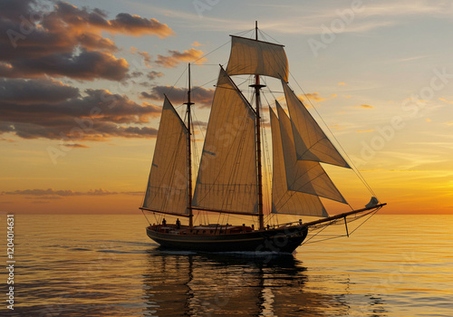 sailboat at sunset photo