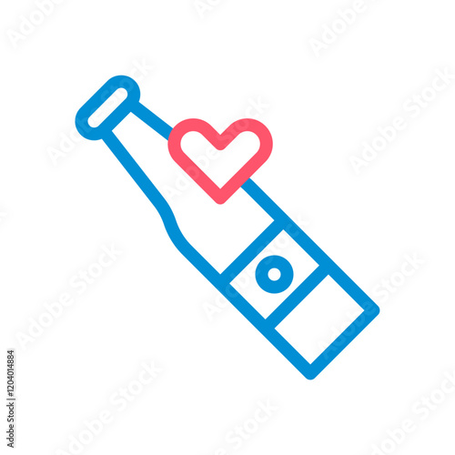 Bottle with heart symbol. Concept of love drink, favorite beverage, or celebration.