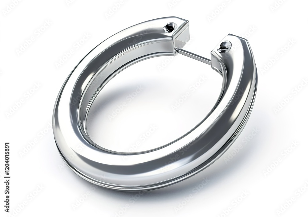 3D render of a silver horseshoe on a white background 3D render of a silver horseshoe on a white background