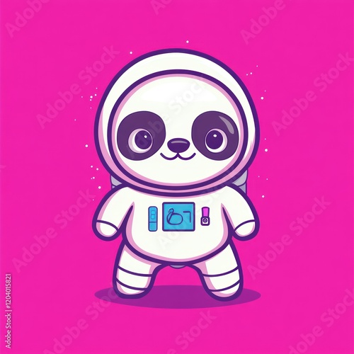 Cute panda astronaut in space; cosmic background, children's illustration photo