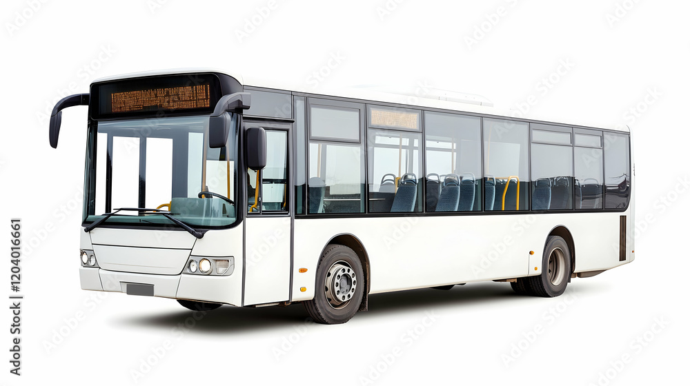 White city bus, public transport, isolated on white background, for travel brochures White city bus, public transport, isolated on white background, for travel brochures