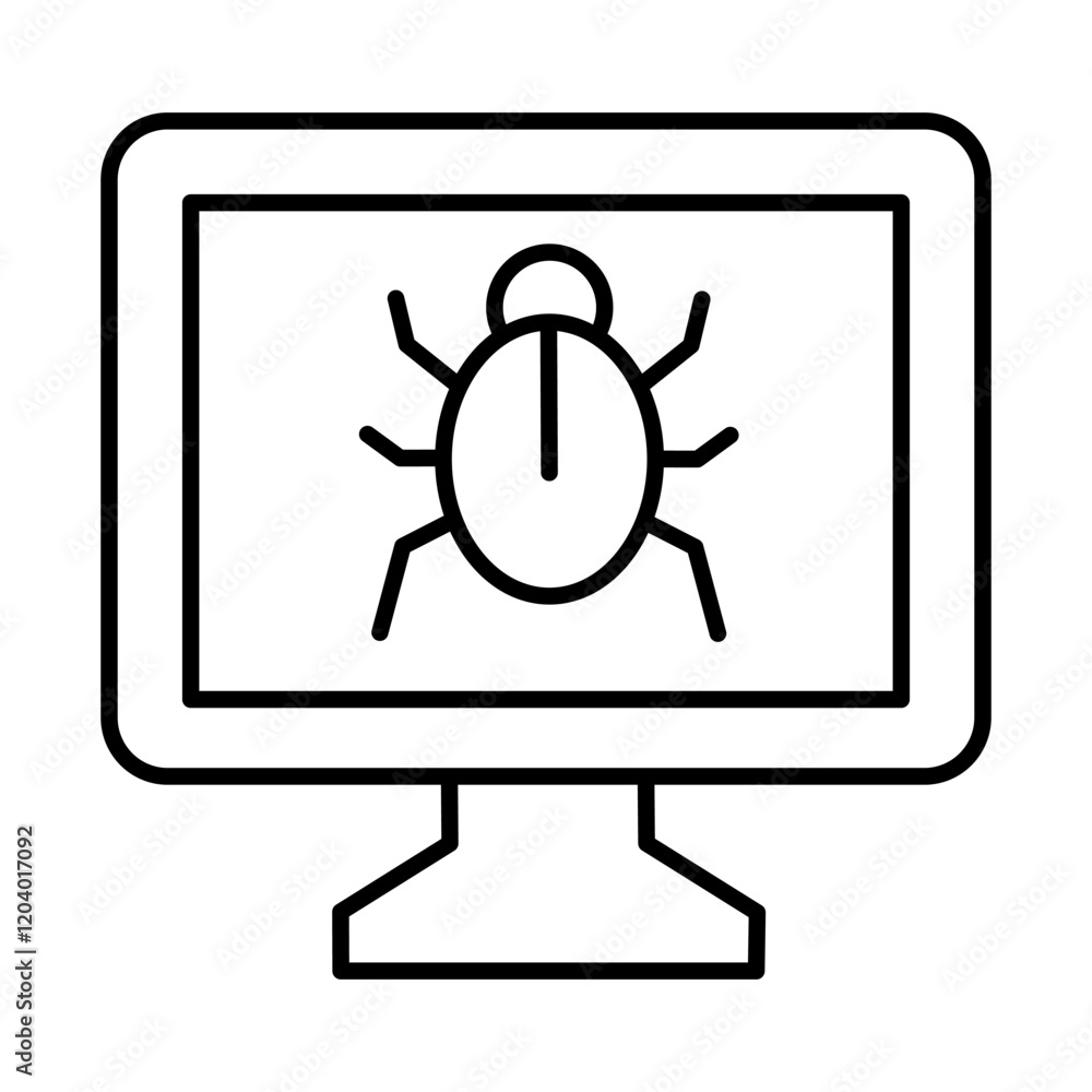 Malware Detection Icon - Computer with Bug Representing Cyber Threats
Malware Detection Icon - Computer with Bug Representing Cyber Threats