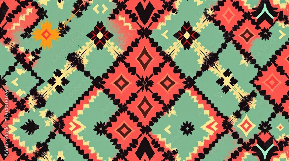 diamond seamless pattern. The ikat geometric folklore ornament, a tribal ethnic vector texture, is rendered in Aztec style, suggesting folk embroidery diamond seamless pattern. The ikat geometric folklore ornament, a tribal ethnic vector texture, is rendered in Aztec style, suggesting folk embroidery