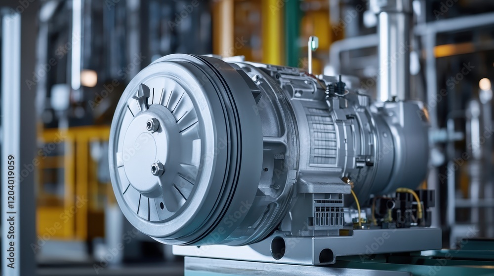 Close-up of an electric motor in operation, featuring robust design and electrical components in petrochemical plant. Close-up of an electric motor in operation, featuring robust design and electrical components in petrochemical plant.