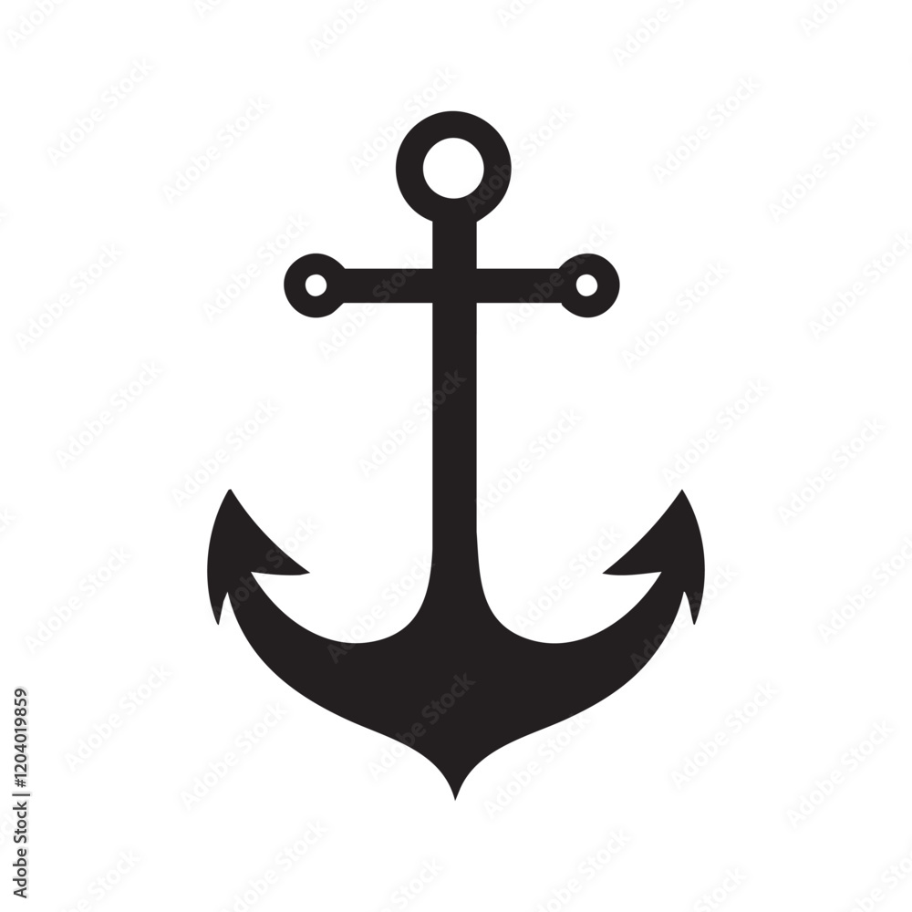 A black anchor with a white background A black anchor with a white background