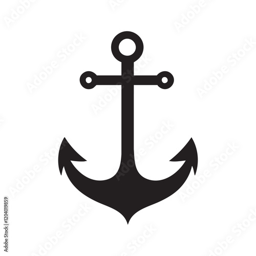 A black anchor with a white background