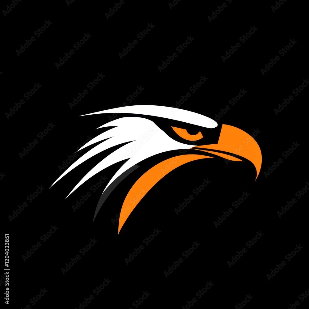 Fototapeta premium Eagle head profile on black background. Possible use logo design element