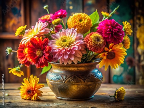 Wallpaper Mural Stunning Vintage Vessel with Blooming Flower - UHD Wallpaper Torontodigital.ca