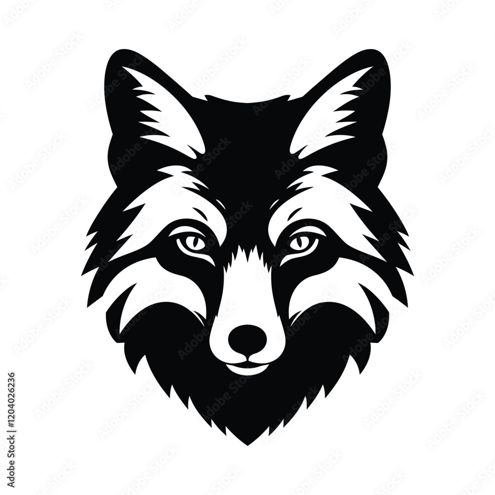 Fototapeta premium Face fox silhouette icon clipart graphic.