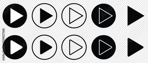 Play button icon set. Play Icon set. Play button vector icon. Video play button icon set. Start symbol vector illustration isolated. Web media interface play sign.