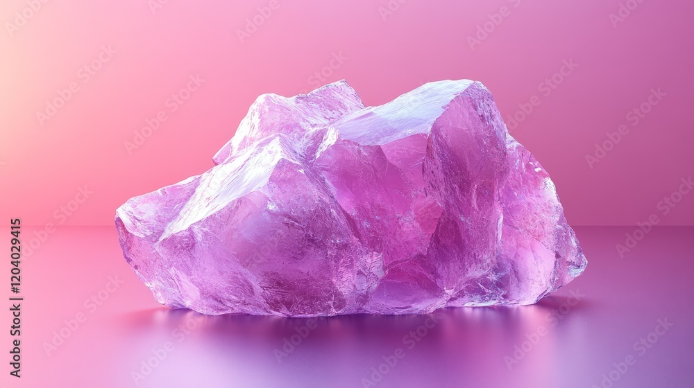Fototapeta premium A large pink rock sits on a table