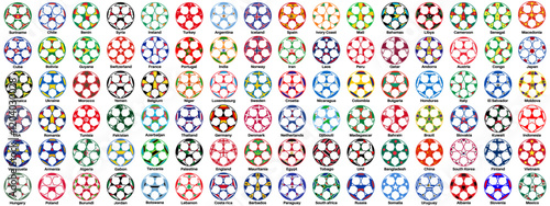 set soccer ball national world flags. international world football icon sports symbol vector illustration