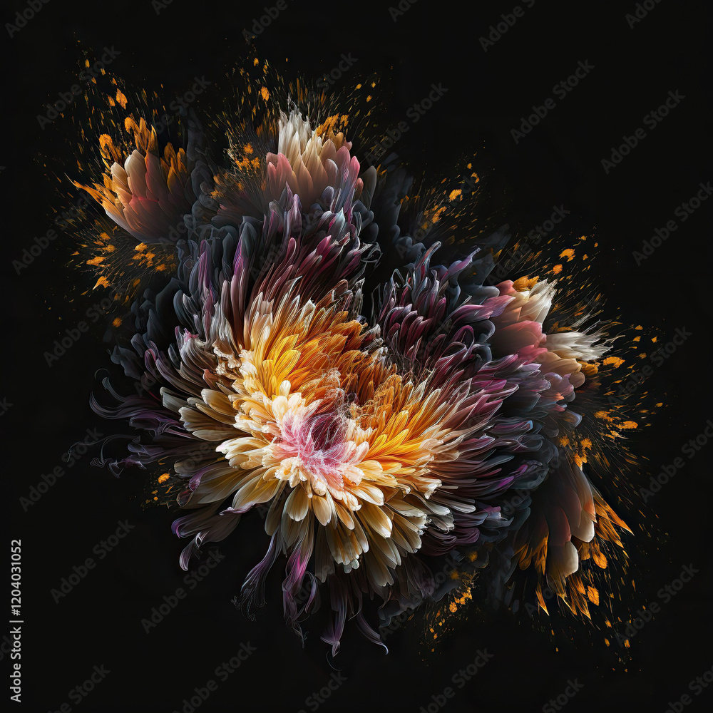 Fototapeta premium Colorful abstract floral design with dynamic motion