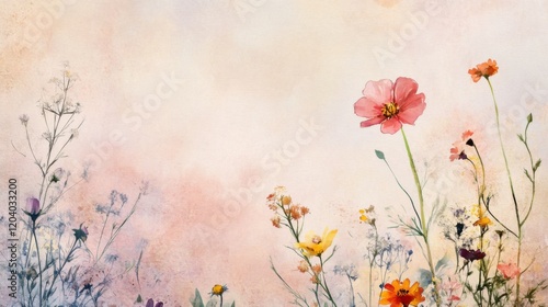 Artistic Floral Frame with Wildflowers