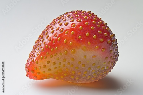 Close-up of a vibrant strawberry, showcasing its textured surface and numerous seeds. photo