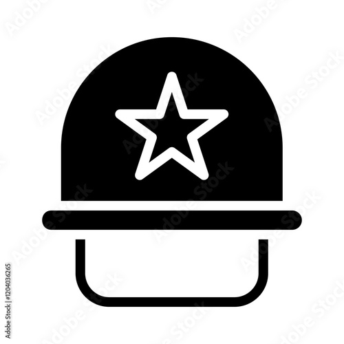 Soldier helmet icon with star. Concept of military, army, and war.