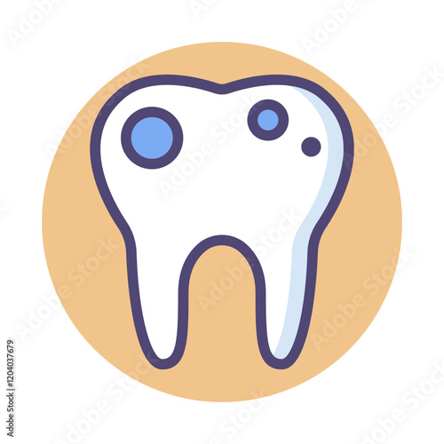 Colorful Dental Health Vector Tooth Flat Solid Linear Icon Illustration Symbol