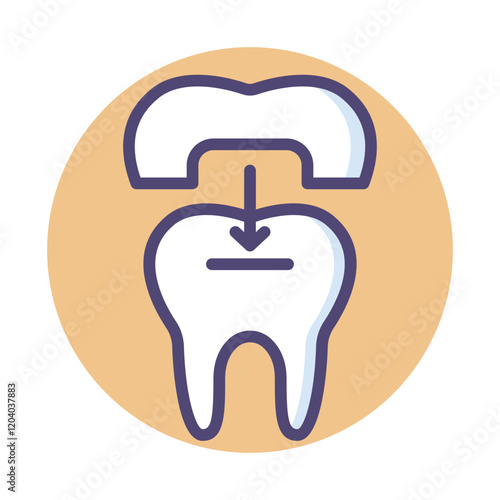 Colorful Dental Health Vector Tooth Flat Solid Linear Icon Illustration Symbol