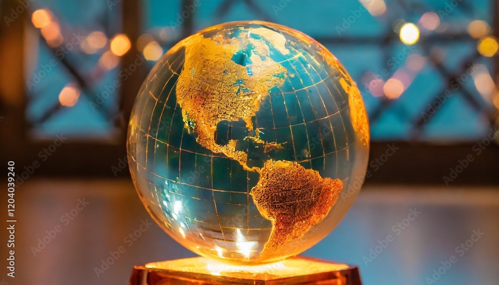 glass globe with reflection on water glass globe with reflection on water