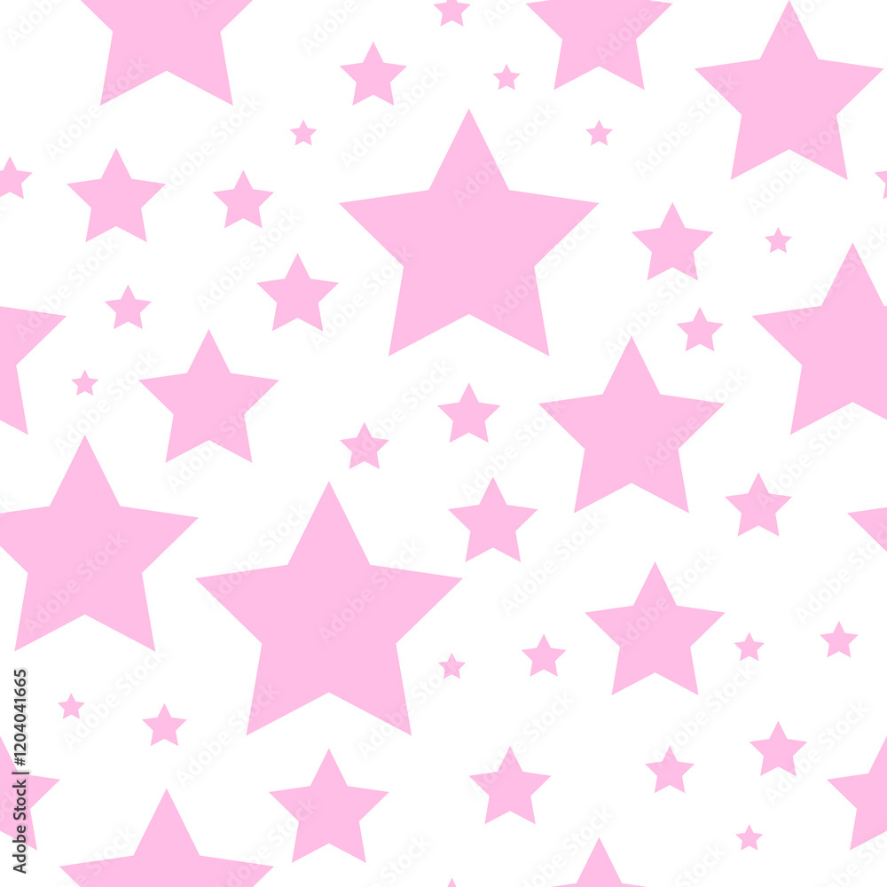 Cute seamless pattern of naive simple style with stars, fashion fabric print, pink colors. For textile woman, girl and baby party celebration. Vector illustration Cute seamless pattern of naive simple style with stars, fashion fabric print, pink colors. For textile woman, girl and baby party celebration. Vector illustration