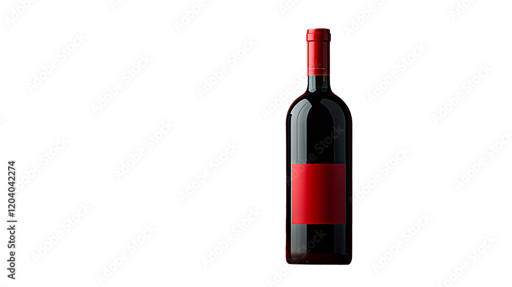 Sophisticated Red Wine Bottle with Metallic Red Cap on a Vibrant Gradient Background