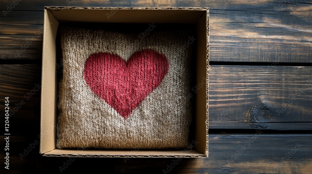 Cozy Knit Cushion with Heart Design in Cardboard Gift Box Cozy Knit Cushion with Heart Design in Cardboard Gift Box