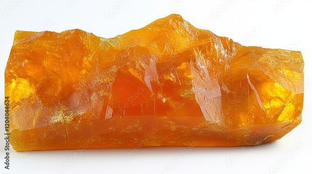 Bright Orange Crystal Block on White Background for Natural Beauty Bright Orange Crystal Block on White Background for Natural Beauty